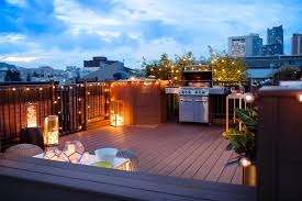 Deck in city at nighttime