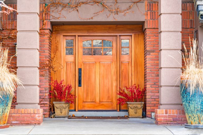 Wooden Entry Door in the fall